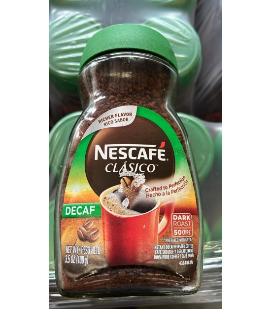 NESCAFÉ CLÁSICO 6 Pack 3.5 oz 50 Cups Decaf Dark Roast Instant Coffee. 15741 Cases. EXW Texas